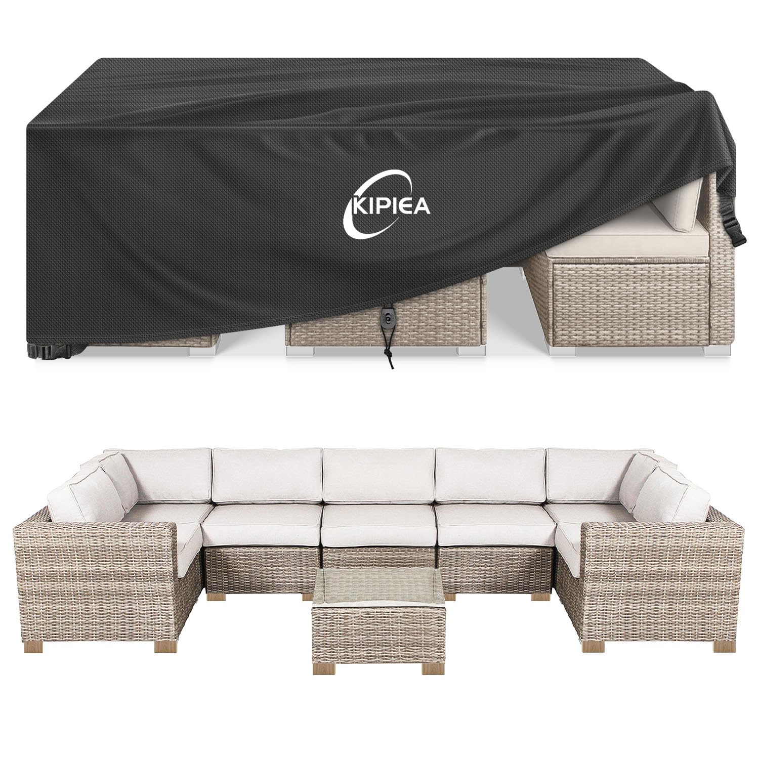 Kipiea 126" L x 64" W x 29" H Patio Furniture Cover, Outdoor Furniture Set Cover