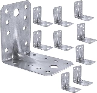 LLB Angle Corner Brackets for Wood 70 x 70 x 55 x 1,5mm Pack of 10 - Galvanised Heavy Duty Steel L Braces with Maximum Load Capacity of 265kg and Zinc Coated Metal Joist Sheet