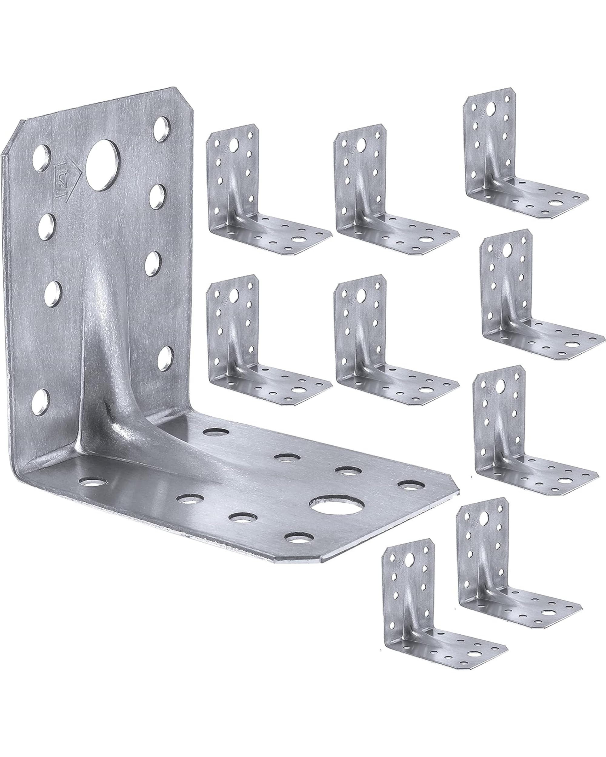 LLB Angle Corner Brackets for Wood 70 x 70 x 55 x 1,5mm Pack of 10 - Galvanised 