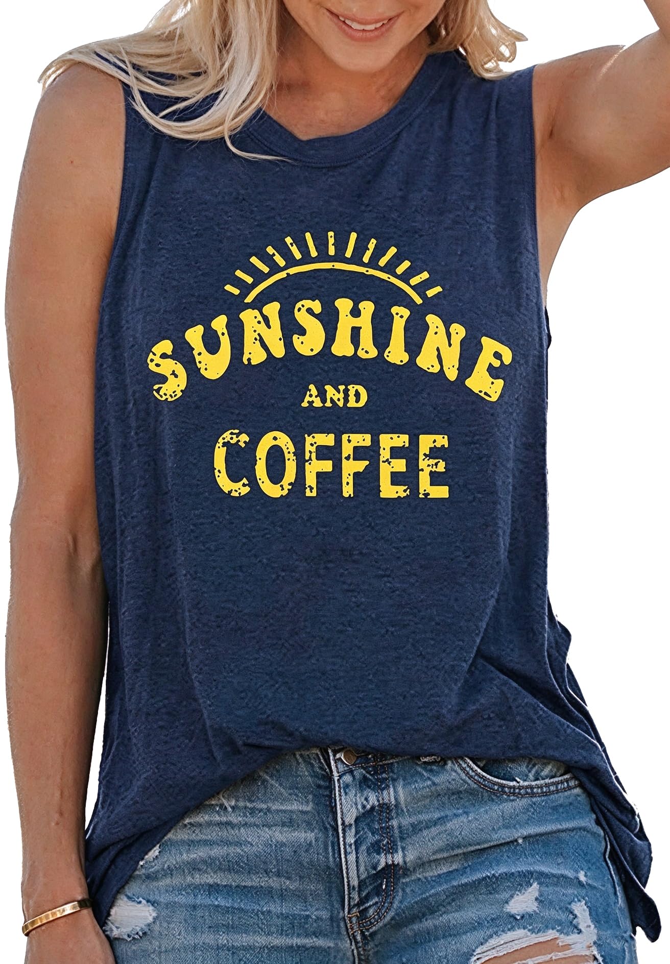 rosemia Women Summer Tops Sleeveless V Neck Loose Fit Casual Tunic Tops