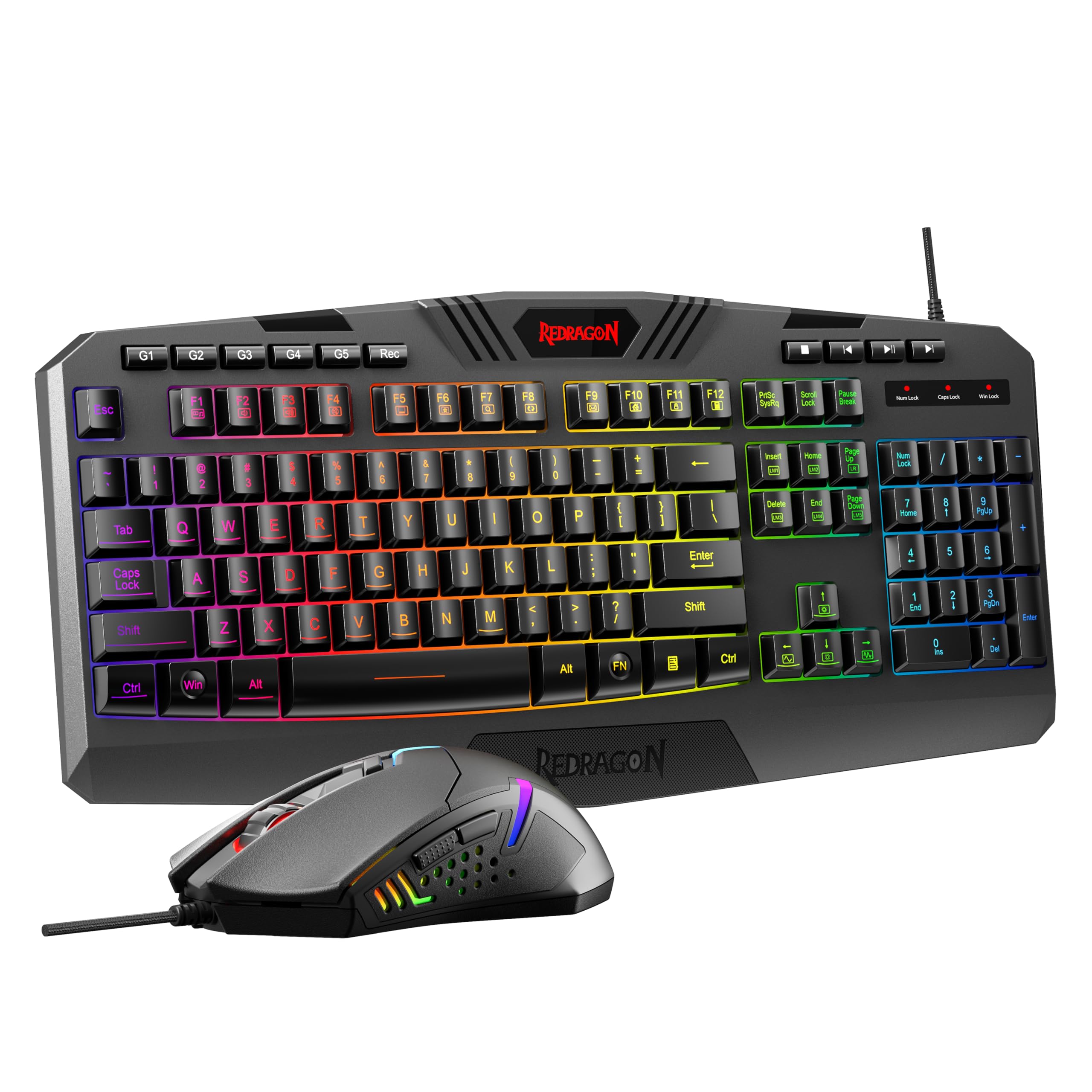 Redragon S101-3 PRO Gaming Keyboard and Mouse, RGB Backlit Programmable Keyboard
