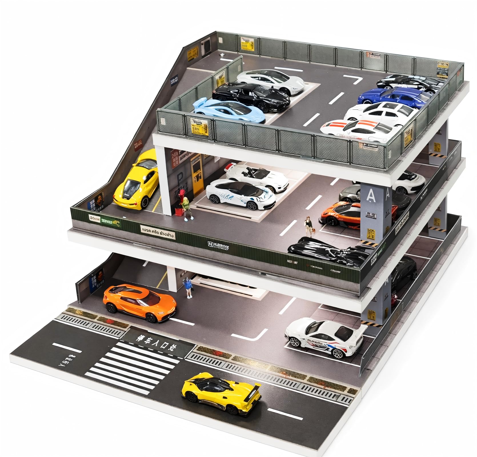 Display Case for Hot Wheels: Toy Car Garage Diorama With LED Lights | Freestandi
