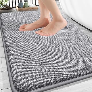 OLANLY Thick Memory Foam Bathroom Rugs 30x20, Soft Absorbent Bath Mat, Grey | Quick Dry Bath Rugs, Non-Slip Carpet, Machine Washable Mats for Bathroom Floor, Tub and Shower, Home Decor Accessories