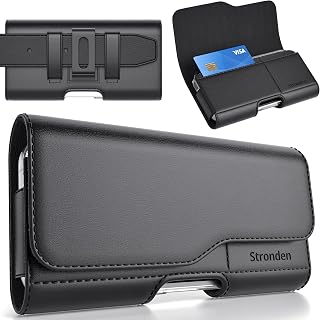 Magnetic Closure Holster for iPhone 18 Pro Max, 17 Pro Max, 16 Pro Max, 15 Pro Max, 14 Pro Max - Leather Belt Case Pouch with Built in Card Holder (Fits Slim/Regular Case on)