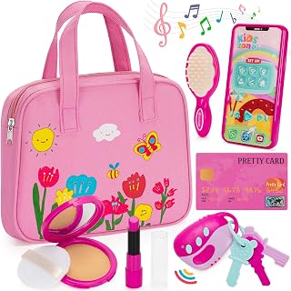 Officygnet Play Purse Toy for Girls 1, 2, 3 Years Olds, Toddler Purse with Pretend Makeup Kit, Toddlers Toys Ages 1-2 & 2-3 Pretend Princess Play Toy for Little Girl, Birthday