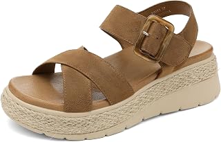 UBFEN Espadrillas da donna con zeppa bassa, supporto ortopedico per arco
