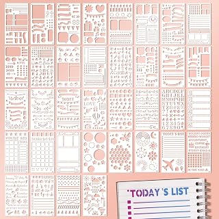 36Pcs Journal Stencils, Planner Stencils for Journaling Scrapbook Notebook | Planner Template Stencils, Resuable Plastic Drawing Stencils for Diary, Notebook, Calendar, Scrapbooking, Journaling Supplies
