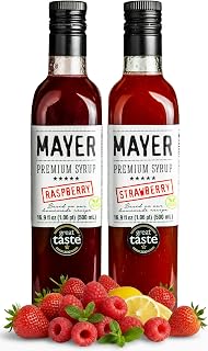 Strawberry & Raspberry Syrup Duo, Real Fruit for Coffee & Cocktails, 2 Pack