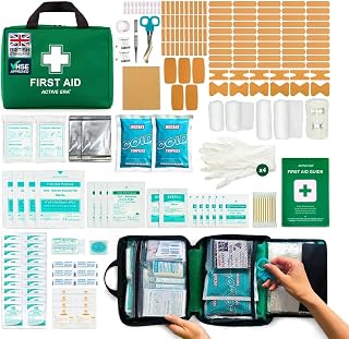 220 Piece Premium First Aid Kit Bag - Includes 2 x Cold (Ice) Packs and Emergency Blanket for Home, Office, Car, Caravan, Workplace, Travel and Sports