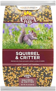 Audubon Park Squirrel & Critter Food, 15-lb. Bag | Corn, sunflower seeds & peanuts for squirrels, chipmunks, & backyard wildlife