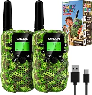 SANJOIN Rechargeable Walkie Talkies Toys 2 Pack,Kids Gifts for Boys Girls | Outdoor Game Toys for Camping,Hiking,3 Miles Range,Clear Sound,Christmas Birthday Gifts for 3 4 5 6 7 8 9 10 11 12 Years Old