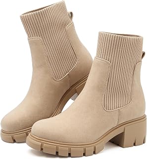 Bravover Womens Ladies Waterproof Slip On Chunky Heel Chelsea Boots Size 3-8