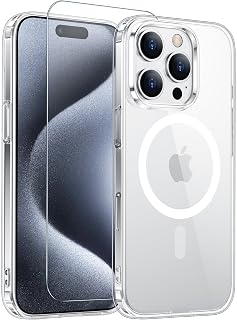 Temdan for iPhone 15 Pro Max Case with Screen Protector Clear