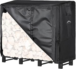Himal 4ft Firewood Rack Cover Outdoor Waterproof, Black | Heavy Duty 600D Oxford Weather Resistant Fire Wood Storage Rack Cover with Buckle and Hook Loop Tape(Rack not Included)