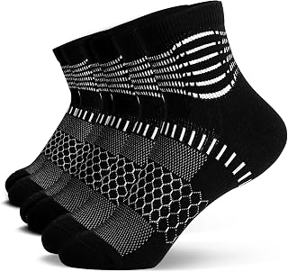 IRAMY Graduated Compression Women's Socks Running Ankle Support Socks Compression Sports Socks with Plantar Fasciitis 3/5 Pairs