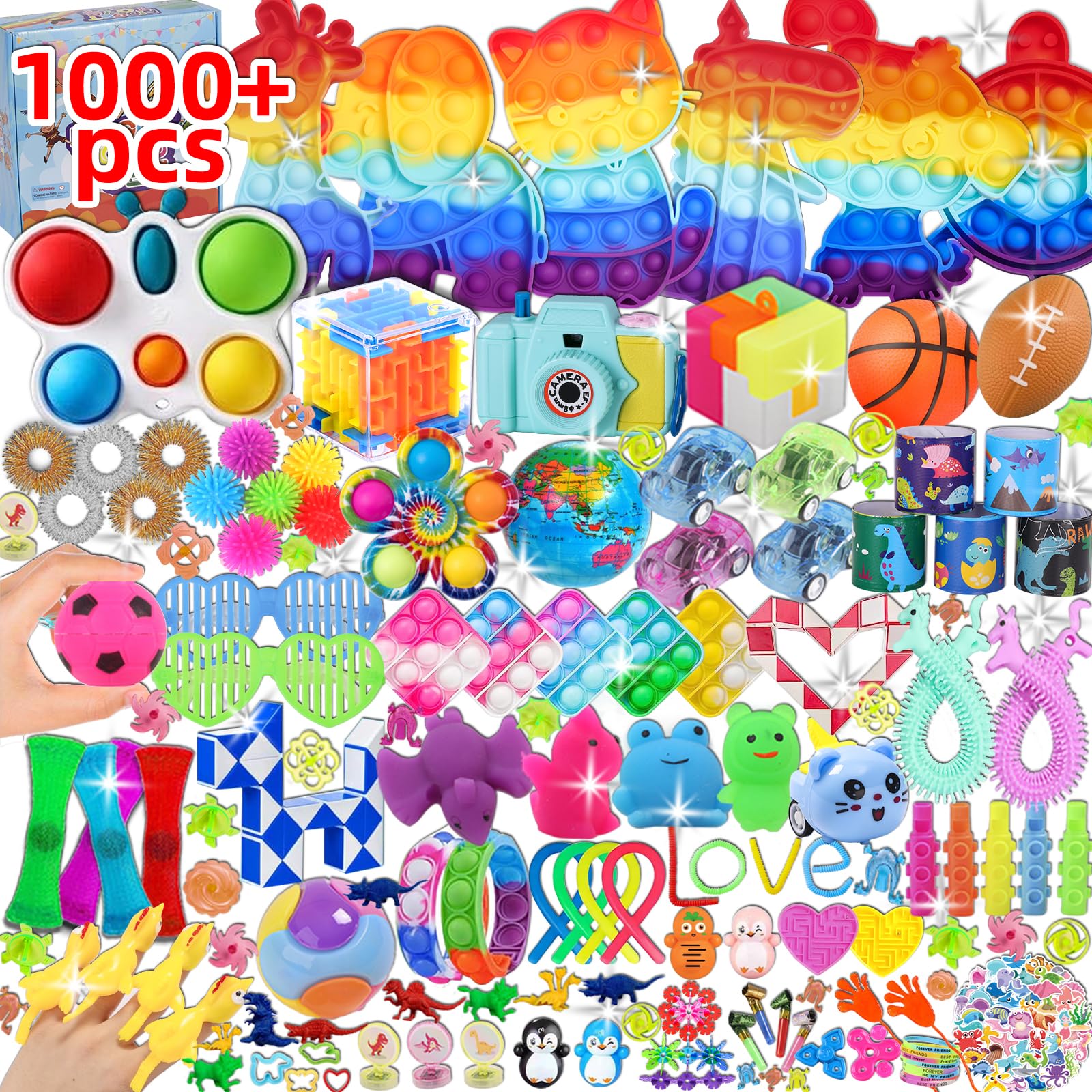 1000 Pcs Party Favors for Kids, Fidget Toys Bulk, Birthday Gift Toys, Fidgets St