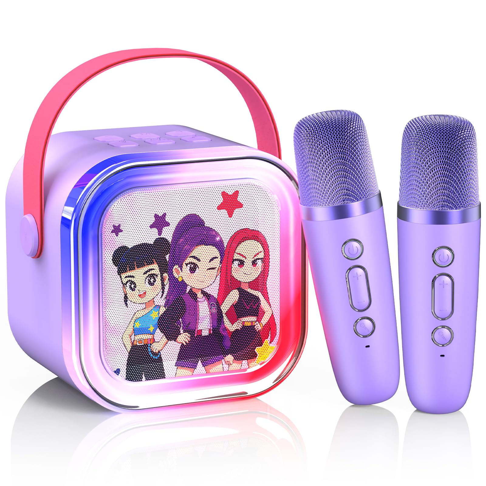 Mini Karaoke Machine for Kids Ages 3-12: Portable Bluetooth Speaker with 2 Wirel