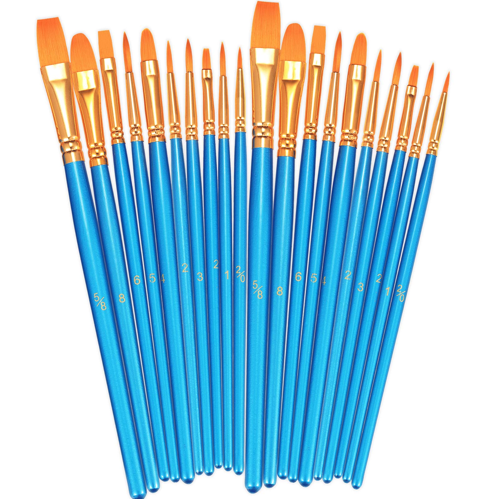 BOSOBO Paint Brushes Set, 20 Pcs Small Paint Brush Kit Round Flat Tip Nylon Hair