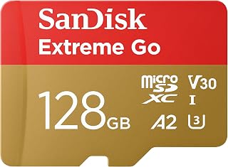 SanDisk 128GB Extreme Go MicroSDXC Card + SD Adapter (For Android Smartphone, Tablet, Action Cams, Drones, UHS-I, up to 200 MB/s, 5K, 4K UHD, Rescue Pro Deluxe, V30, Class 10, U3) for Amazon