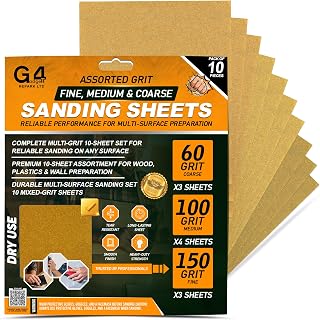 10 Assorted 3 X COARSE 4 X Medium 3 X FINE Painting Decoration Work Home GRIT Sandpaper Sheets Sanding Papers