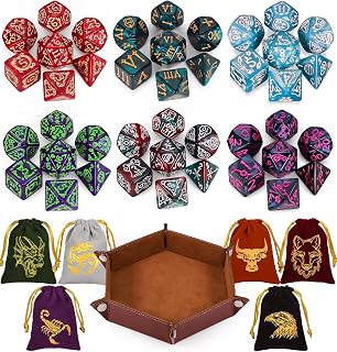 CiaraQ Polyhedral Dice Set - DND Role Playing Dice | Acrylic RPG Dice for Dungeons and Dragons MTG Table Games, Multi-Color, 42pcs