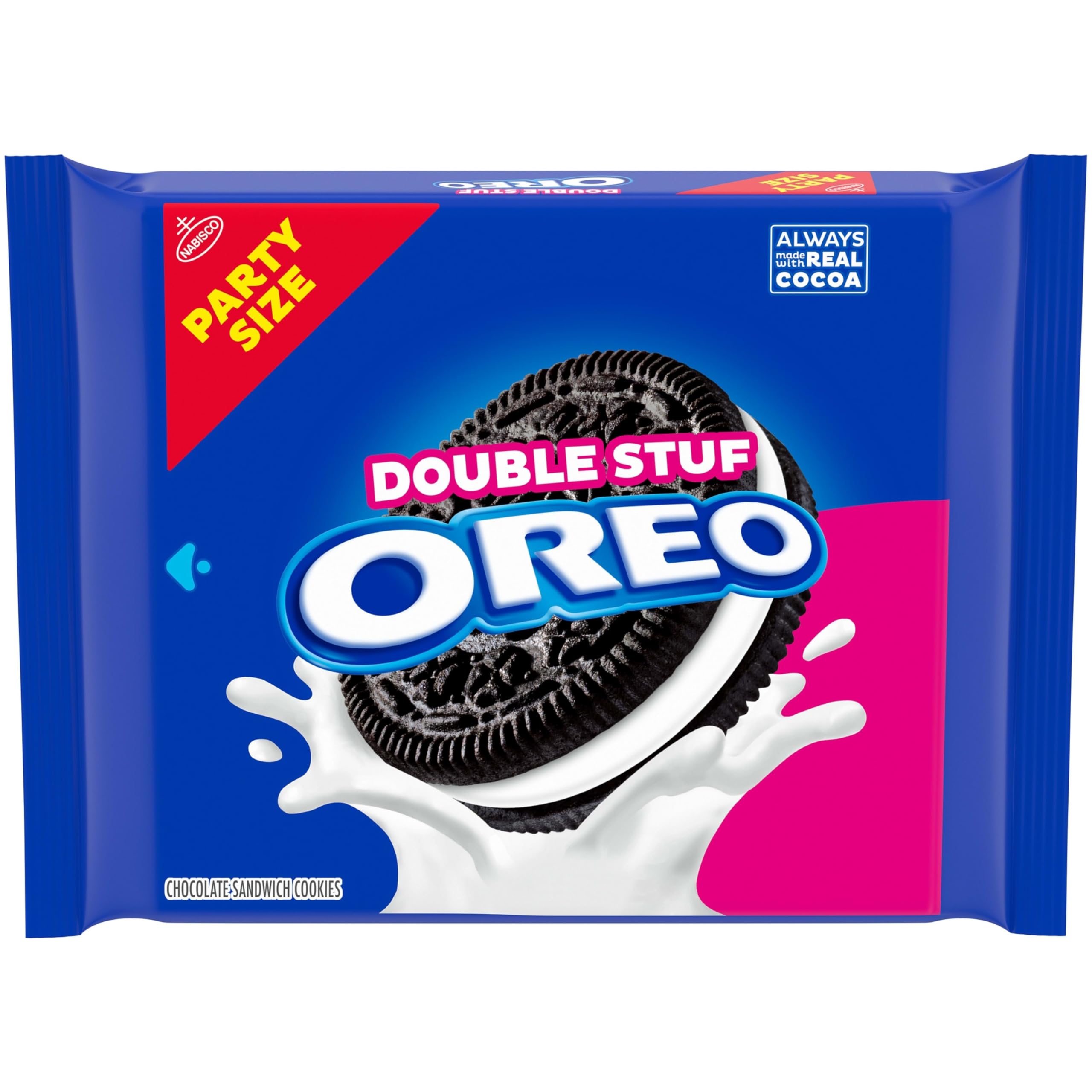 OREO Double Stuf Chocolate Sandwich Cookies, Party Size, 24.95 oz | Always made 