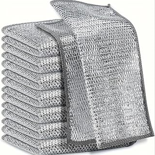 8 Miracle Cleaning Cloths - Ultra Durable Mesh Microfiber Set - Easy to Clean, Dry and Wet, Ideal for Dishes, Metal Surfaces and Much More - Scratch Free Kitchen Genius