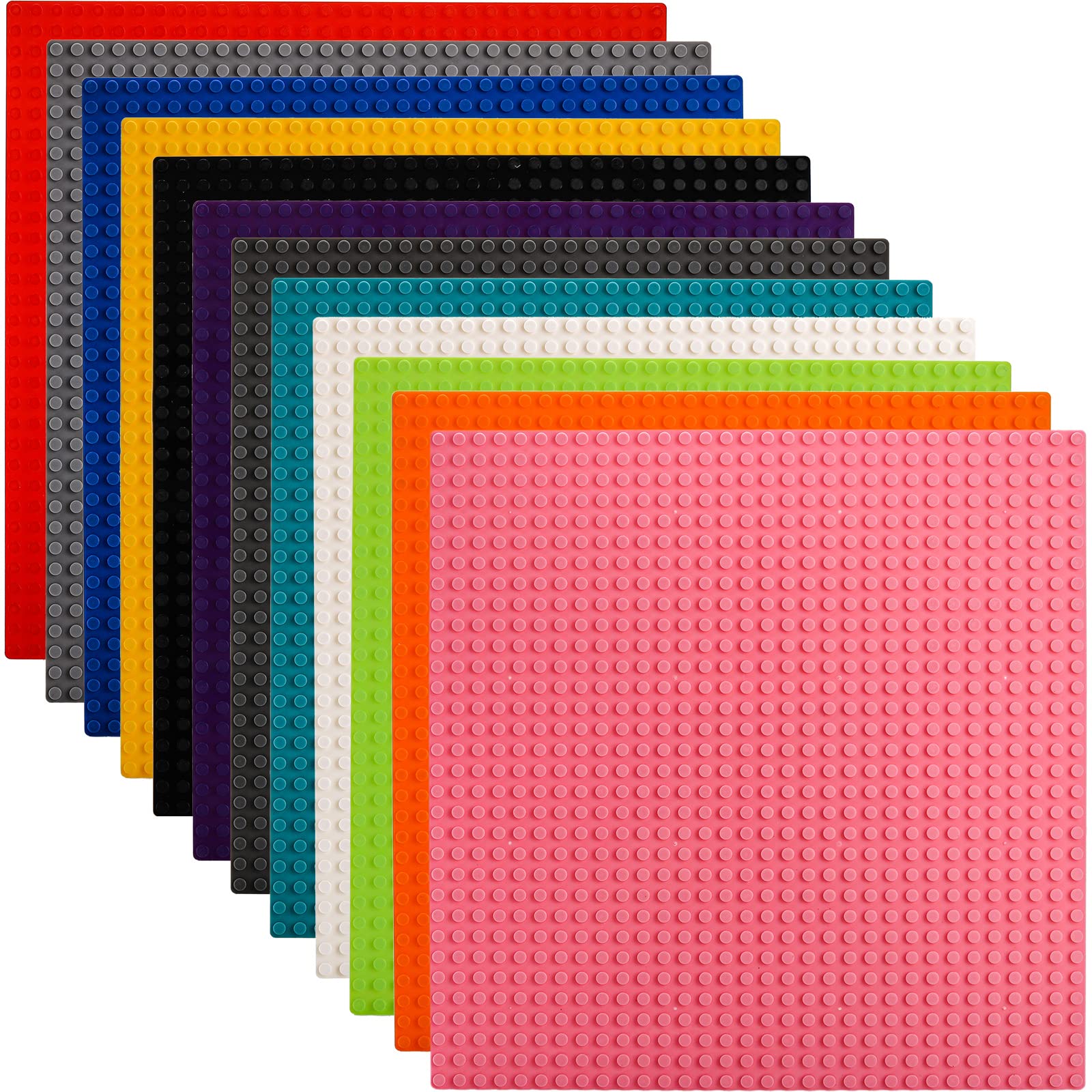 ZEAYEA 12 Pack Classic Baseplates, 12 Colors Stackable Bases for Party, Home Dec