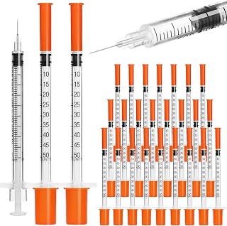 U-100 0.5ml syringes with 30G needle - 30 gauge 5/16 inch syringe | scale in 50 units , 0.5 ml / 0.5cc lab syringes, Pack of 30 (30Pack)