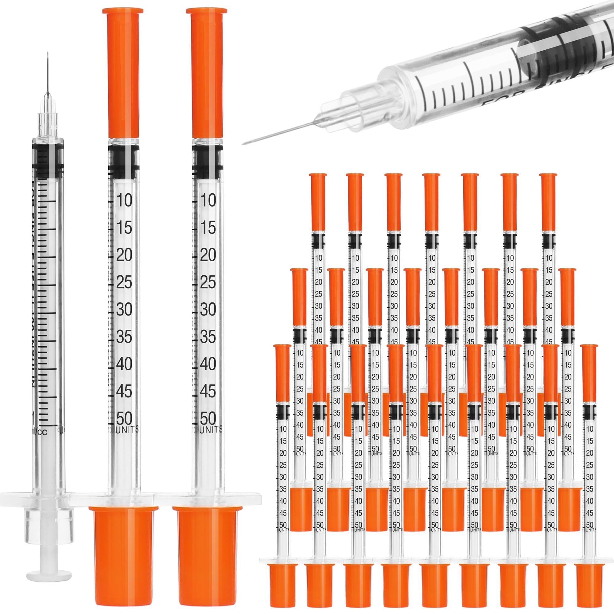 U-100 0.5ml syringes with 30G needle - 30 gauge 5/16 inch syringe | scale in 50 
