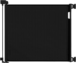 Veraste Retractable Baby Gate for Doorways and Stairs, Mesh Safety Gate for Pet, Indoor & Outdoor Use, One-Hand Operation, Easy Installation, 33.6" Tall, Expands to 55" Wide（Black,33.6"x55"