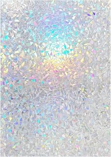 Privacy Film Window Film 30x90cm Bathroom Window Static Non Adhesive 3D Prism Half Moon Glass Sheet for Home Office Bedroom Kitchen Heat Control