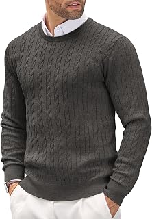 Coofandy Sudadera de Punto con Cuello Redondo para Hombre, Corte Ajustado, Ligero, Informal, con diseño de torsión