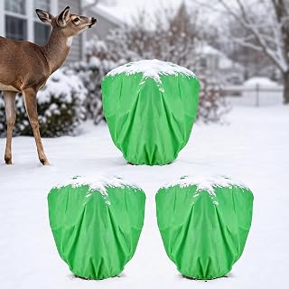 3Pcs 39.3x39.3 70GSM Thick Plant Covers Freeze Protection for Winter Shrub | Freeze-proof, Non-woven Frost Blankets Cloths, with Windproof Drawstring, for Winter Outdoor Garden Rose Bush Potted Plants