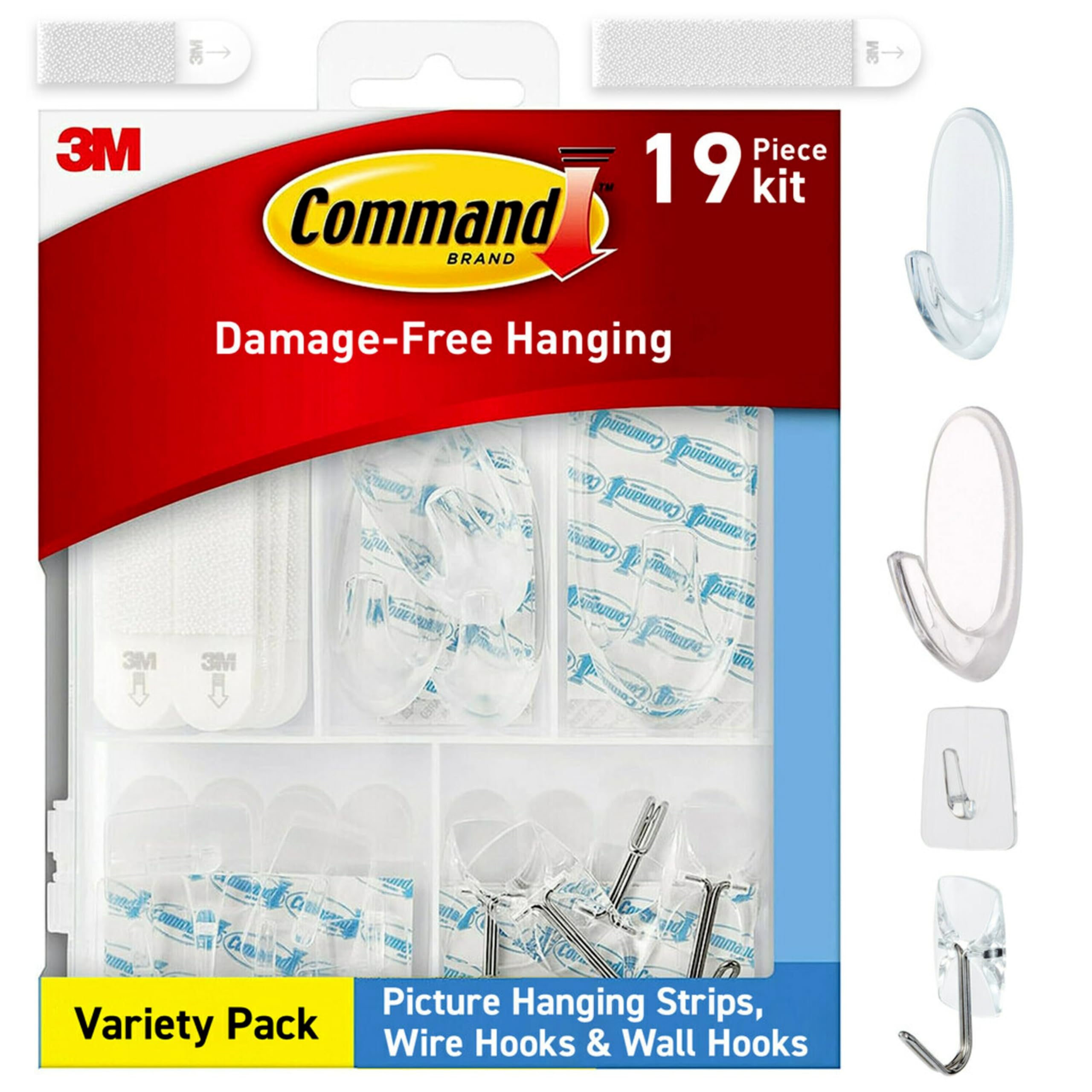 Command Clear Variety Pack, Including 8 Pairs of Picture Hangers, 4 Clear Wire H