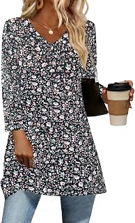 JomeDesign Top da donna con maniche a 3/4, estive, scollo a V, casual, tunica top, vestiti alla moda 2026