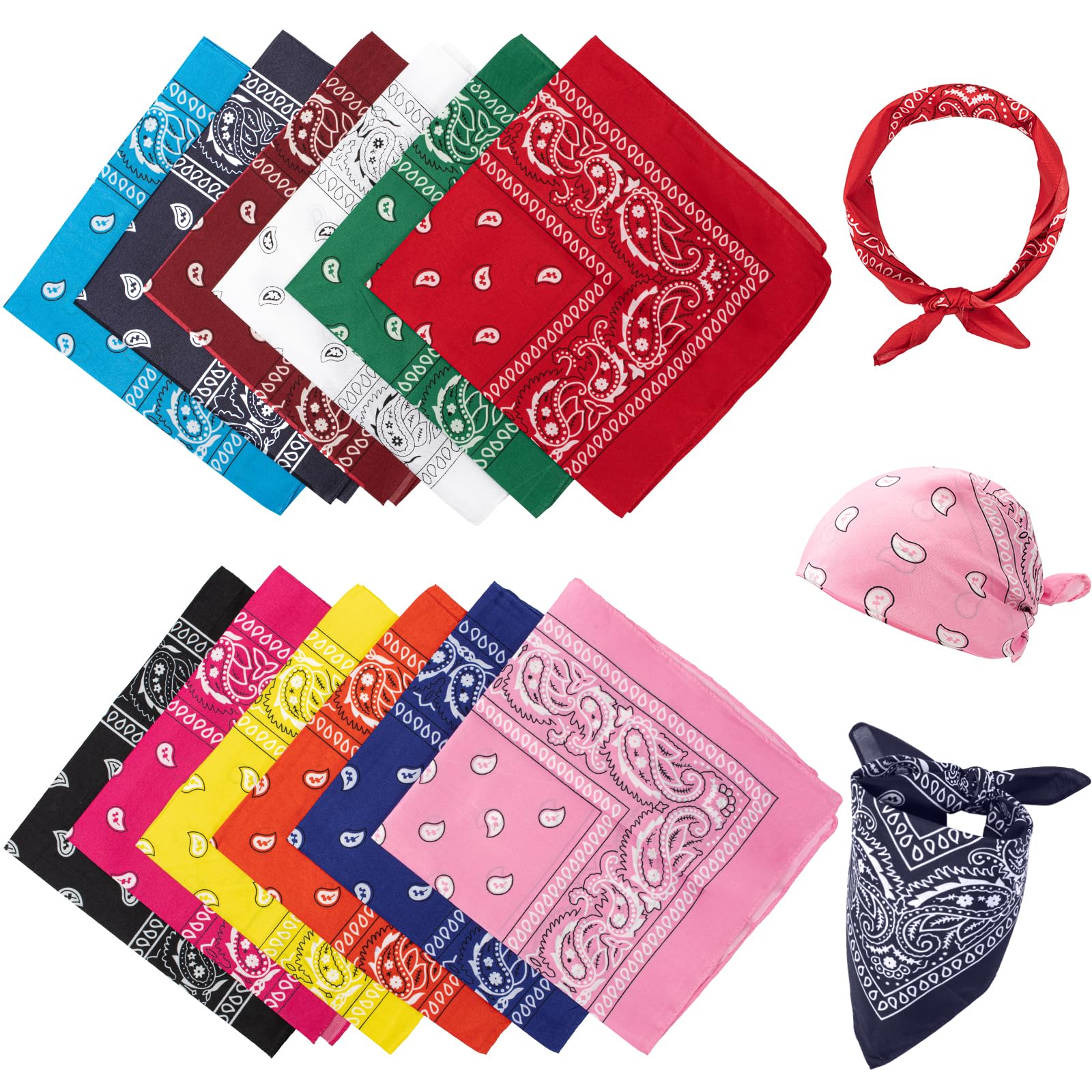 Vinuwu 12 Pack Bandana, Large Paisley Head Headband for Women Men-55x55CM | Styl