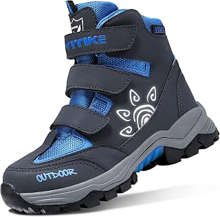 ASHION Kids Boys Snow Boots, Warm Plush Winter Hiking Boots, Ankle Support Walking Trekking Shoes