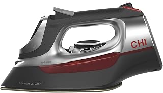 CHI Steam Iron for Clothes with Vertical Steam Burst, 8" Retractable Cord | Titanium Ceramic Soleplate, Electronic Temperature Control, 1700 Watts, 3-Way Auto Shutoff
