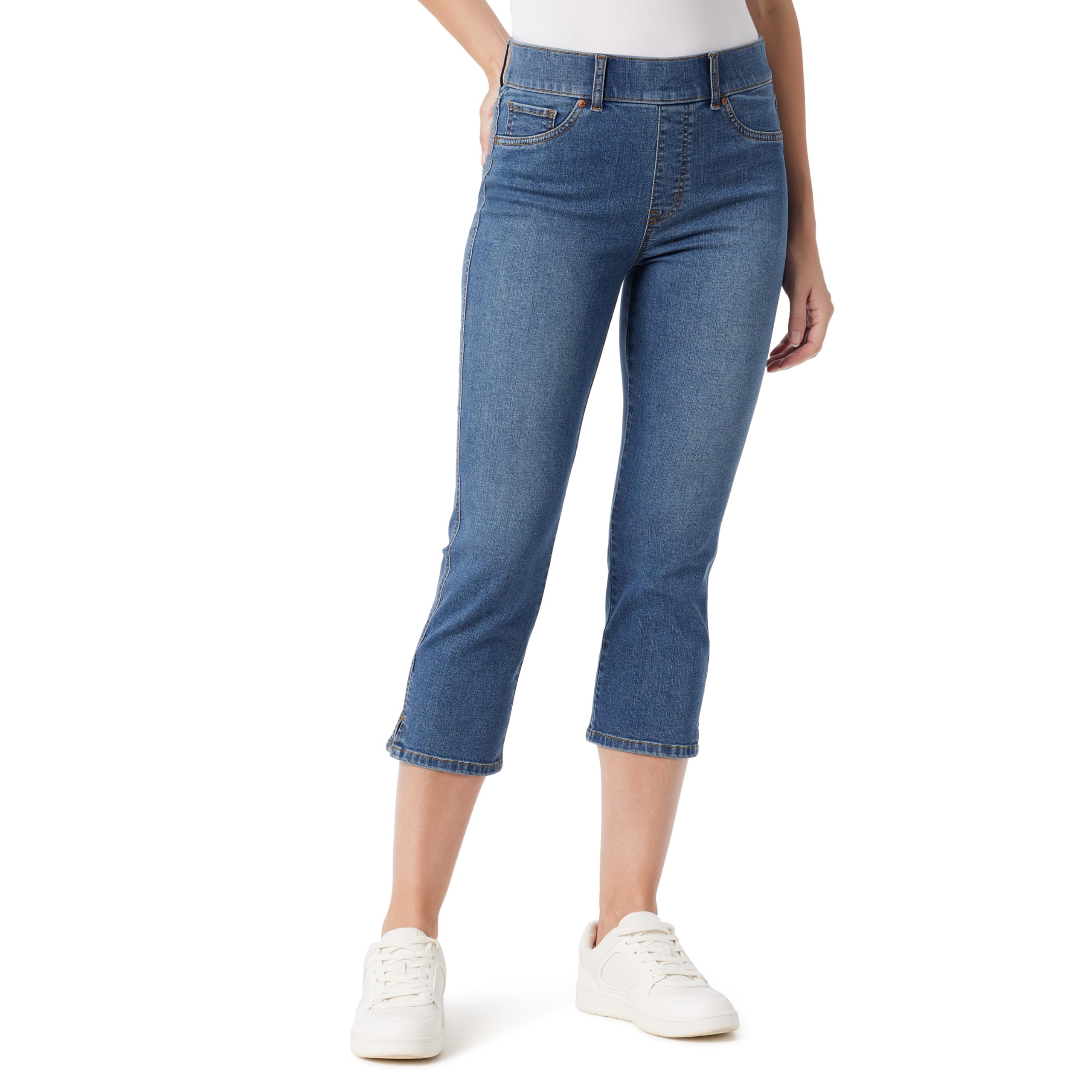 Gloria Vanderbilt Womens Shape Effect Pull on High Rise Straight Leg Capri Stand
