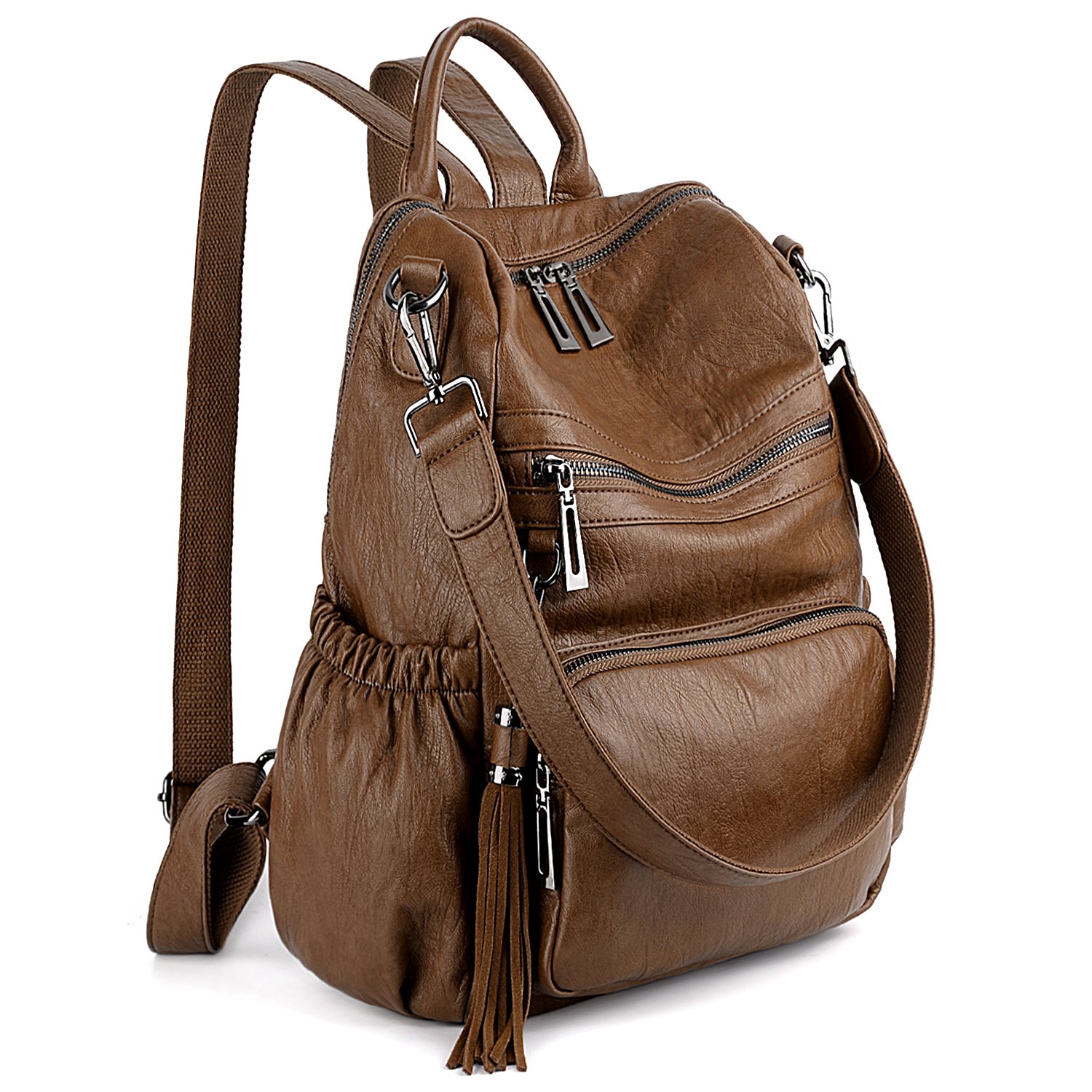 UTO Women Backpack Purse PU Washed Leather Convertible Ladies Rucksack