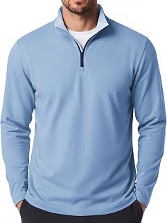 COOFANDY Mens Quarter Zip Pullover Golf Shirts Casual Mock Neck Sweatshirt