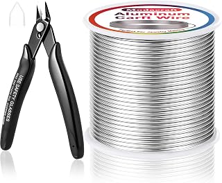 Modacraft 12 Gauge Aluminum Wire - 100 Ft Bendable Craft Wire with Cutter | 2mm Aluminum Wire Soft Craft Wire with Cutter for Sculpting, Jewelry Making, Doll Making, Bonsai Training &amp; DIY