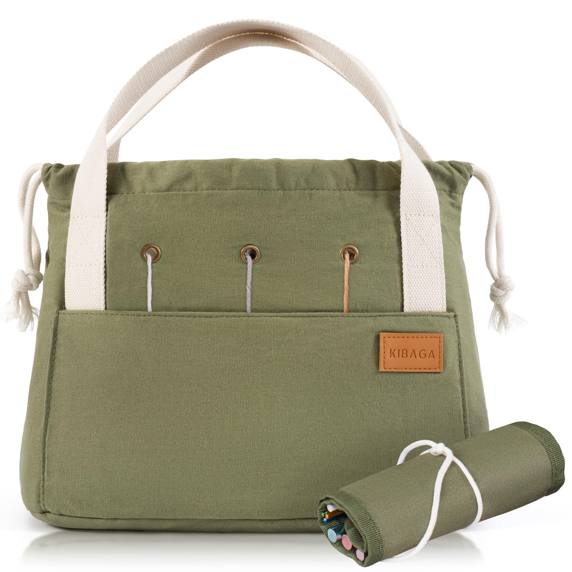 Stylish Crochet Bag Organizer for Yarn - Durable Canvas with 8 Pockets | Stores 