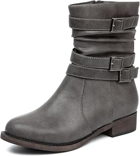 Veittes Women's Mid-Calf Boots Low Heel Zipper.