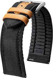 BINLUN Nylon Silicone Watch Bands 18mm 19mm 20mm 21mm 22mm Quick Release Canvas Rubber Hybrid Watch Strap Replacement Watchband for Men Women 9 Colors Silver/Black Buckle
