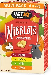 VETIQ Nibblots Small Animal Skin & Coat Vitamin Variety Treats (4 x 30g) | Soft, Creamy & Fruity Centre with Vitamins A, E & D3. Supports Skin & Coat. No Artificial Colours