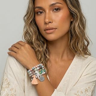 4pcs Bohemian Beads Stretch Bracelet Set Multilayer Stackable Wristband I Love You Coin Wing Tassel Charm 14 Colors Jewelry Gift for Women