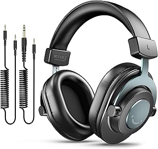 FIFINE H8 Studio Monitoring Headphones | Over-Ear Wired Headphones for Recording, Podcast, Streaming. Detachable 3.5mm/6.35mm Jack/Cables. for PC, Mixer. Black.