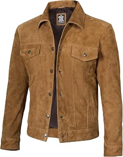 fjackets Real Lambskin Vintage Trucker Leather Jacket Men - Shirt Collar Style Leather Jackets For Mens
